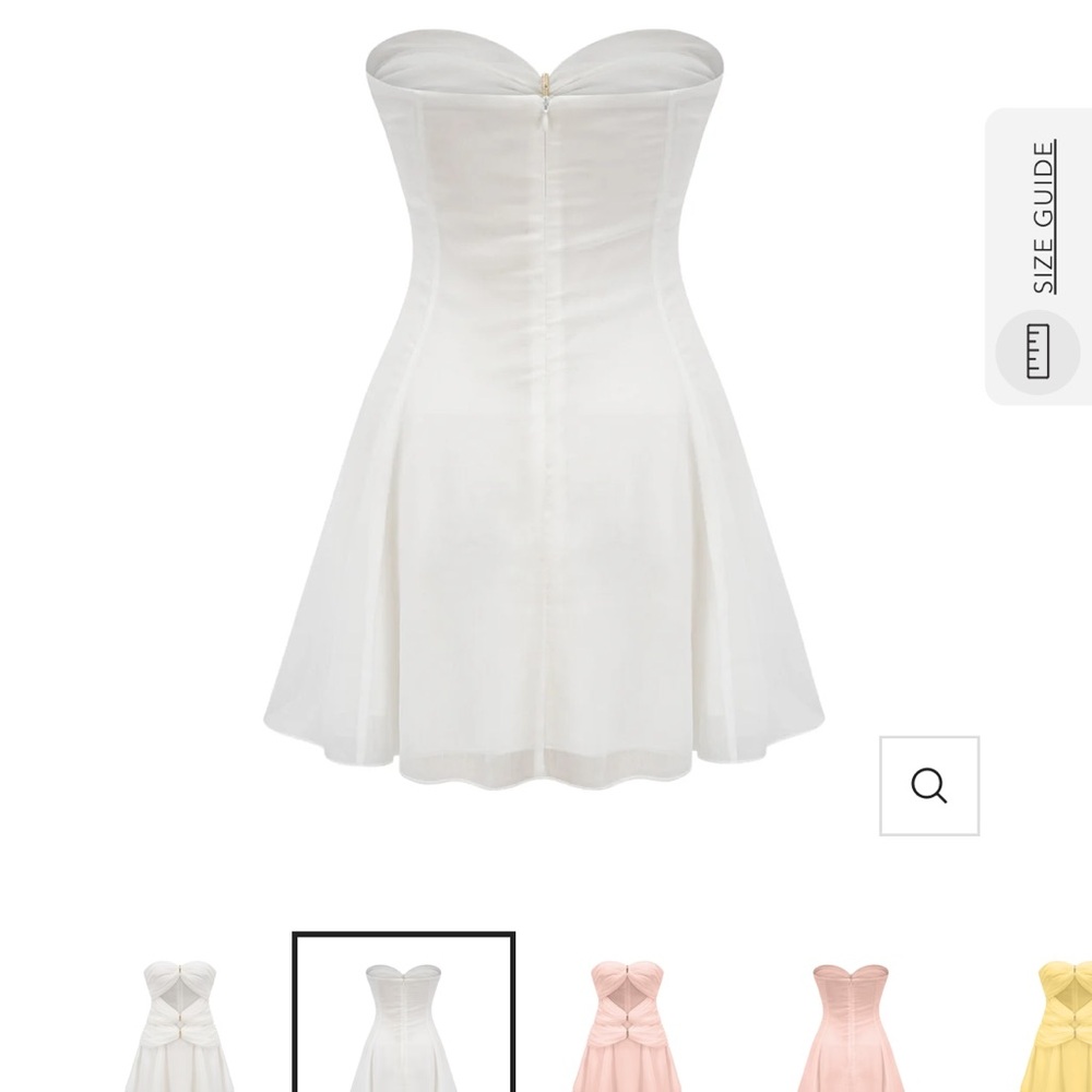 Elegant White Strapless Mini Dress - Picture 2 of 5